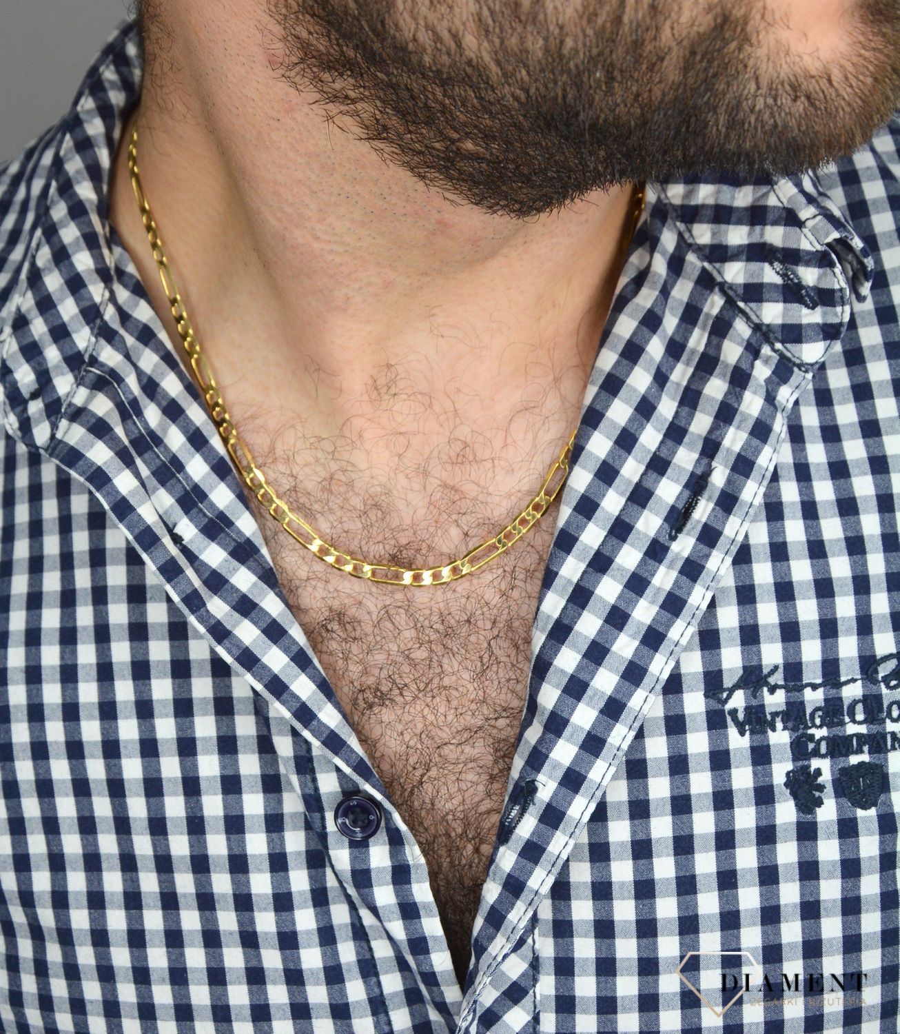 Złoty łańcuszek 585 Figaro 5 mm DIA-LAN-1134-585 5mm ✅ Złoty łańcuszek o splocie figaro wykonany z najwyższej jakości żółtego złota próby 585.jpg